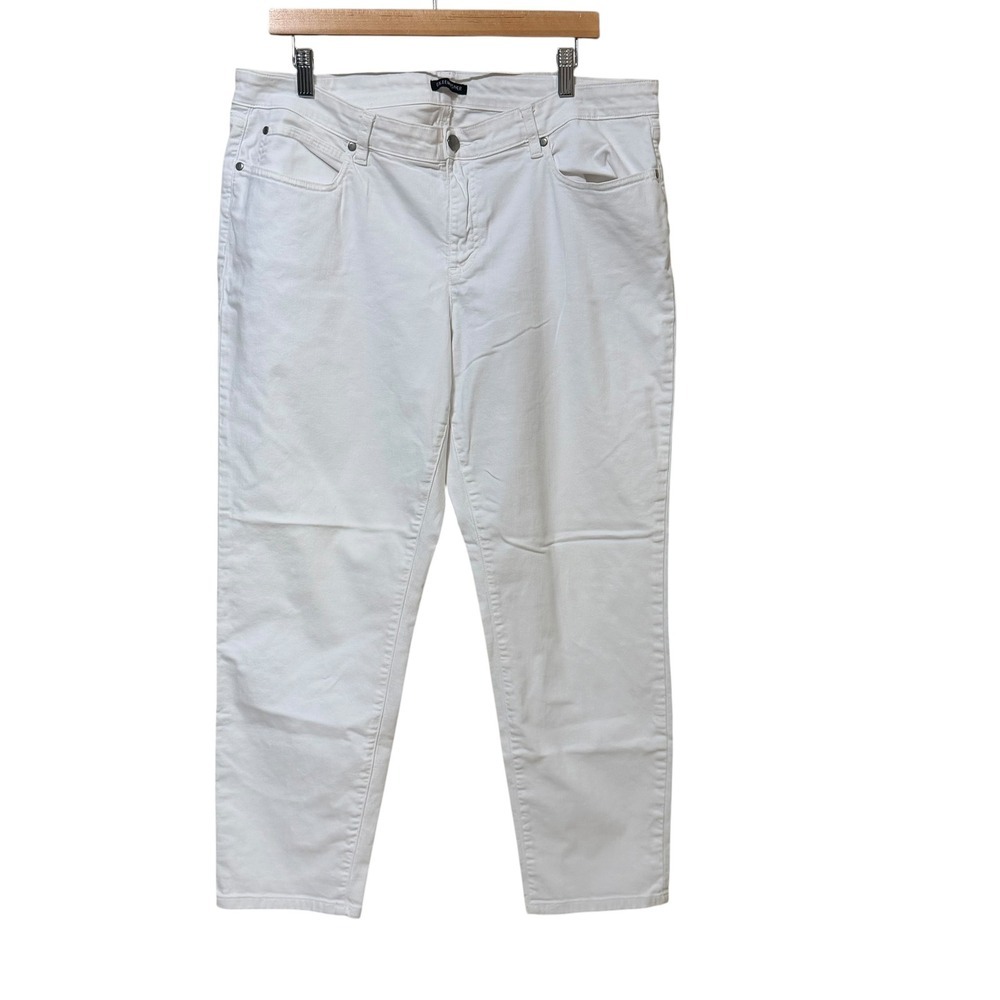 Eileen Fisher White Organic Cotton Stretch Slim Straight Leg Denim Jeans 19W